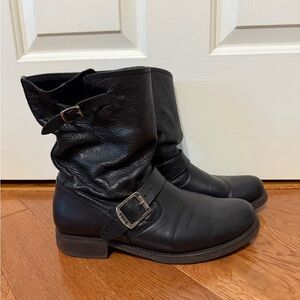 Frye Veronica Size 10 Women's Black Leather Slouchy Motorcycle Boots
